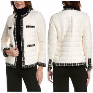 Anne Klein Women's Tweed Trim Quilted Jacket XS